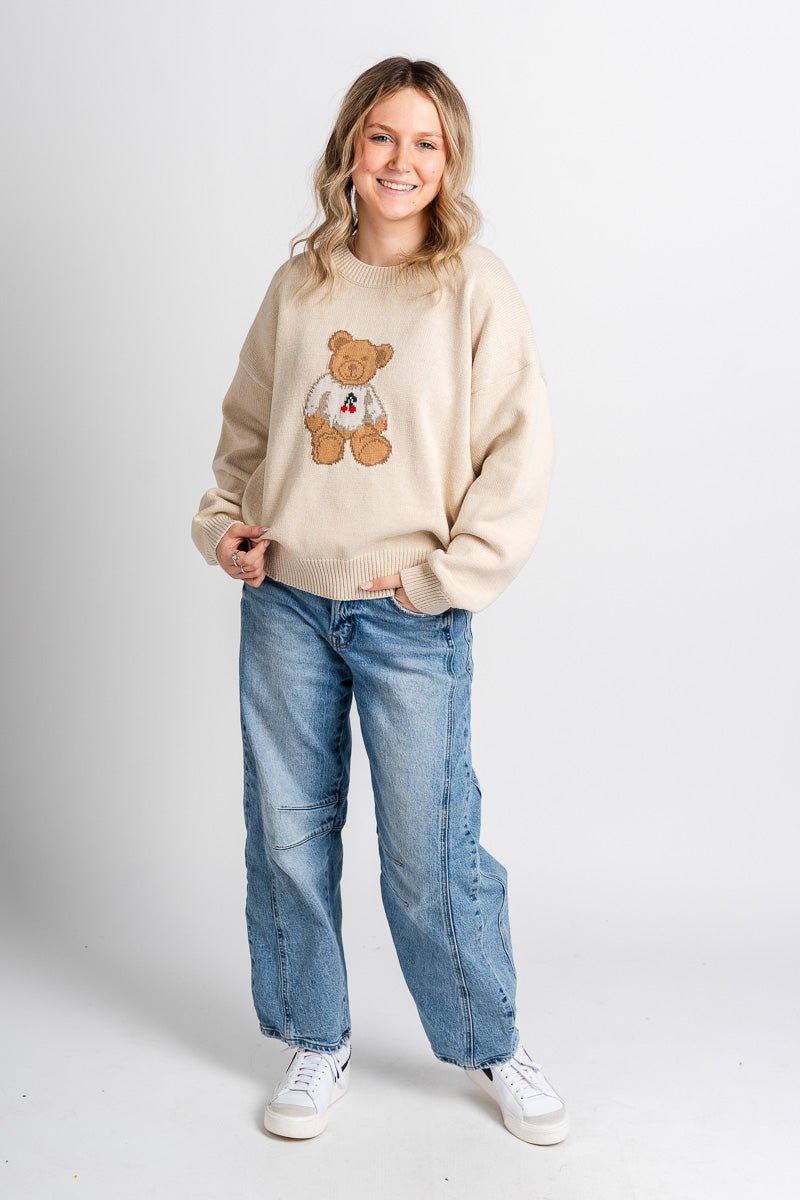 Teddy bear sweater cream – Unique Sweaters | Lounging Sweaters and Womens Fashion Sweaters at Lush Fashion Lounge Boutique in Oklahoma City