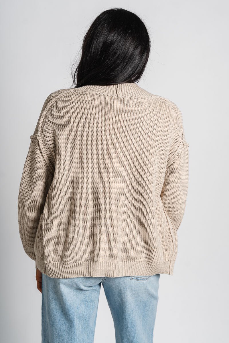 Chunky knit cardigan khaki