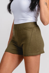 Sweater shorts olive - Cute shorts - Trendy Shorts at Lush Fashion Lounge Boutique in Oklahoma City