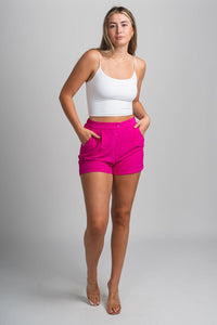 High waist shorts hot pink Stylish Shorts - Womens Fashion Shorts at Lush Fashion Lounge Boutique in Oklahoma City