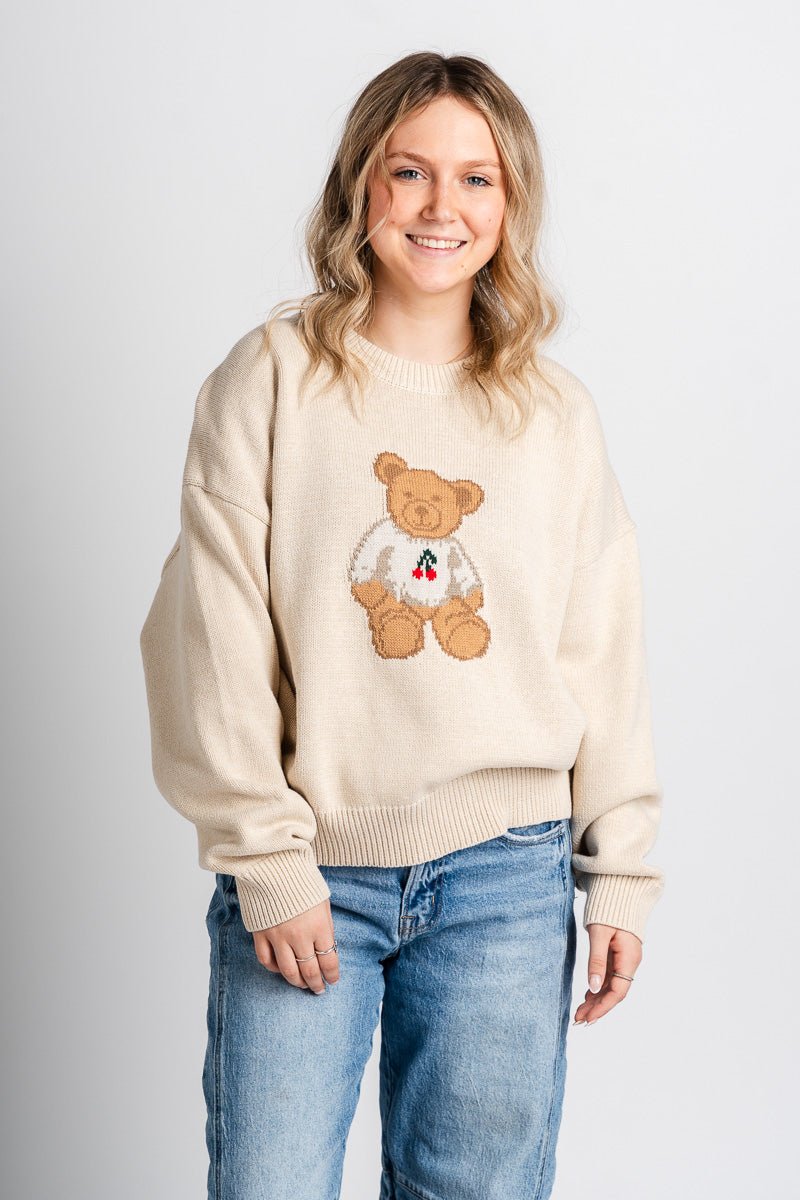 Teddy bear sweater cream – Stylish Sweaters | Boutique Sweaters at Lush Fashion Lounge Boutique in Oklahoma City