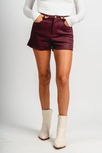 Suede high waisted shorts burgundy - Trendy Shorts - Fashion Shorts at Lush Fashion Lounge Boutique in Oklahoma City