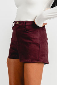 Suede high waisted shorts burgundy - Cute Shorts - Trendy Shorts at Lush Fashion Lounge Boutique in Oklahoma City