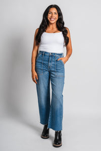 Daze Pleaser high rise wide ankle jeans text me | Lush Fashion Lounge: boutique women's jeans, fashion jeans for women, affordable fashion jeans, cute boutique jeans