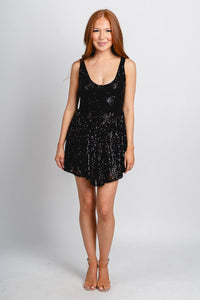Sequin corset babydoll dress black Stylish dress - Womens Fashion Dresses at Lush Fashion Lounge Boutique in Oklahoma City