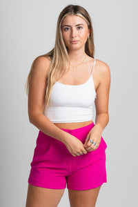 High waist shorts hot pink - Adorable Shorts - Stylish Vacation T-Shirts at Lush Fashion Lounge Boutique in Oklahoma City