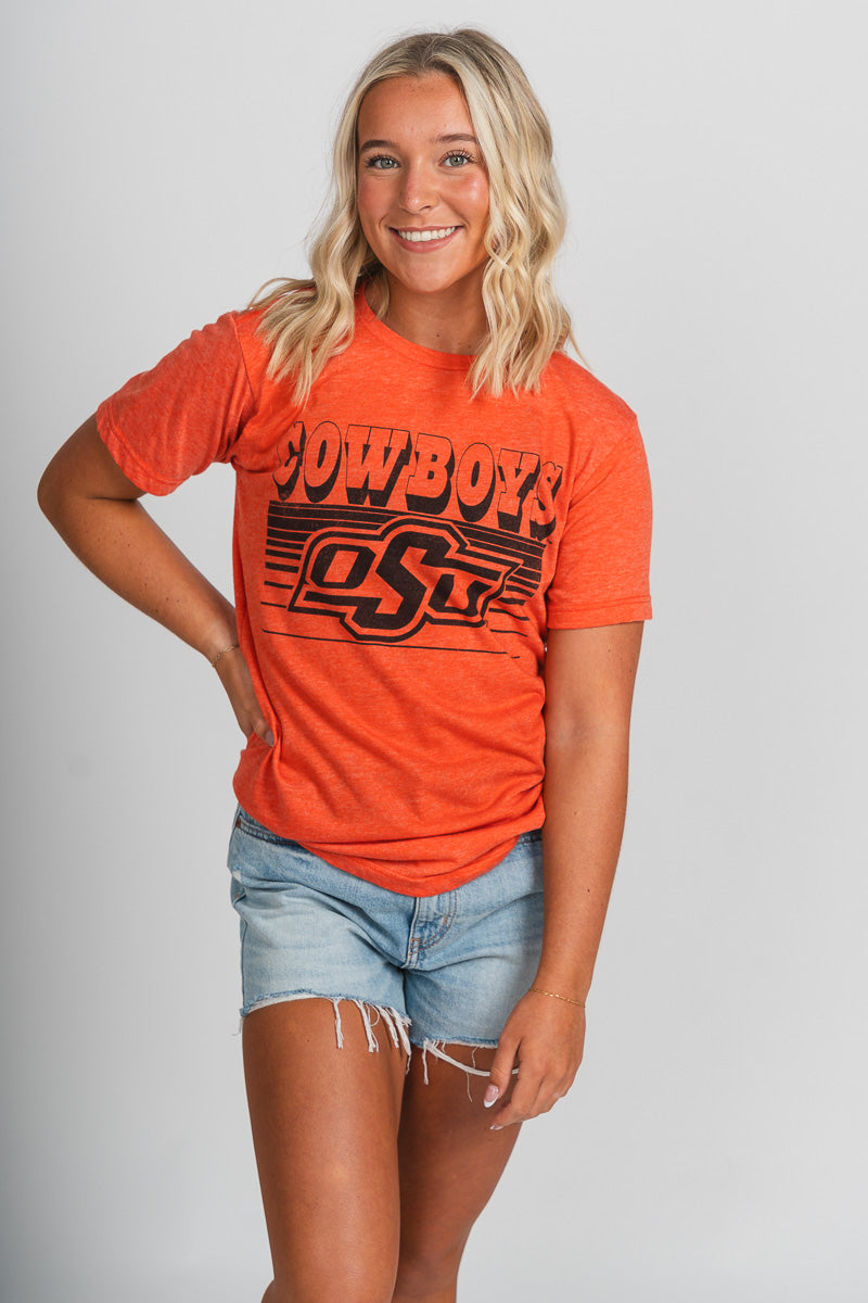 OSU OSU Cowboys logo lines unisex t-shirt orange T-shirt | Lush Fashion Lounge Trendy Oklahoma State Cowboys Apparel & Cute Gameday T-Shirts