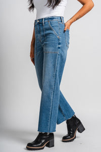 Daze Pleaser high rise wide ankle jeans text me | Lush Fashion Lounge: boutique women's jeans, fashion jeans for women, affordable fashion jeans, cute boutique jeans