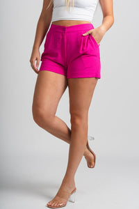 High waist shorts hot pink - Cute Shorts - Trendy Shorts at Lush Fashion Lounge Boutique in Oklahoma City