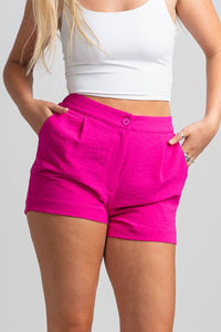 High waist shorts hot pink - Affordable Shorts - Boutique Shorts at Lush Fashion Lounge Boutique in Oklahoma City