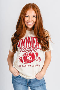 OU OU Sooners big football t-shirt natural T-shirt | Lush Fashion Lounge Trendy Oklahoma University Sooners Apparel & Cute Gameday T-Shirts