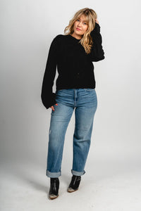 Laser cut sweater black – Unique Sweaters | Lounging Sweaters and Womens Fashion Sweaters at Lush Fashion Lounge Boutique in Oklahoma City