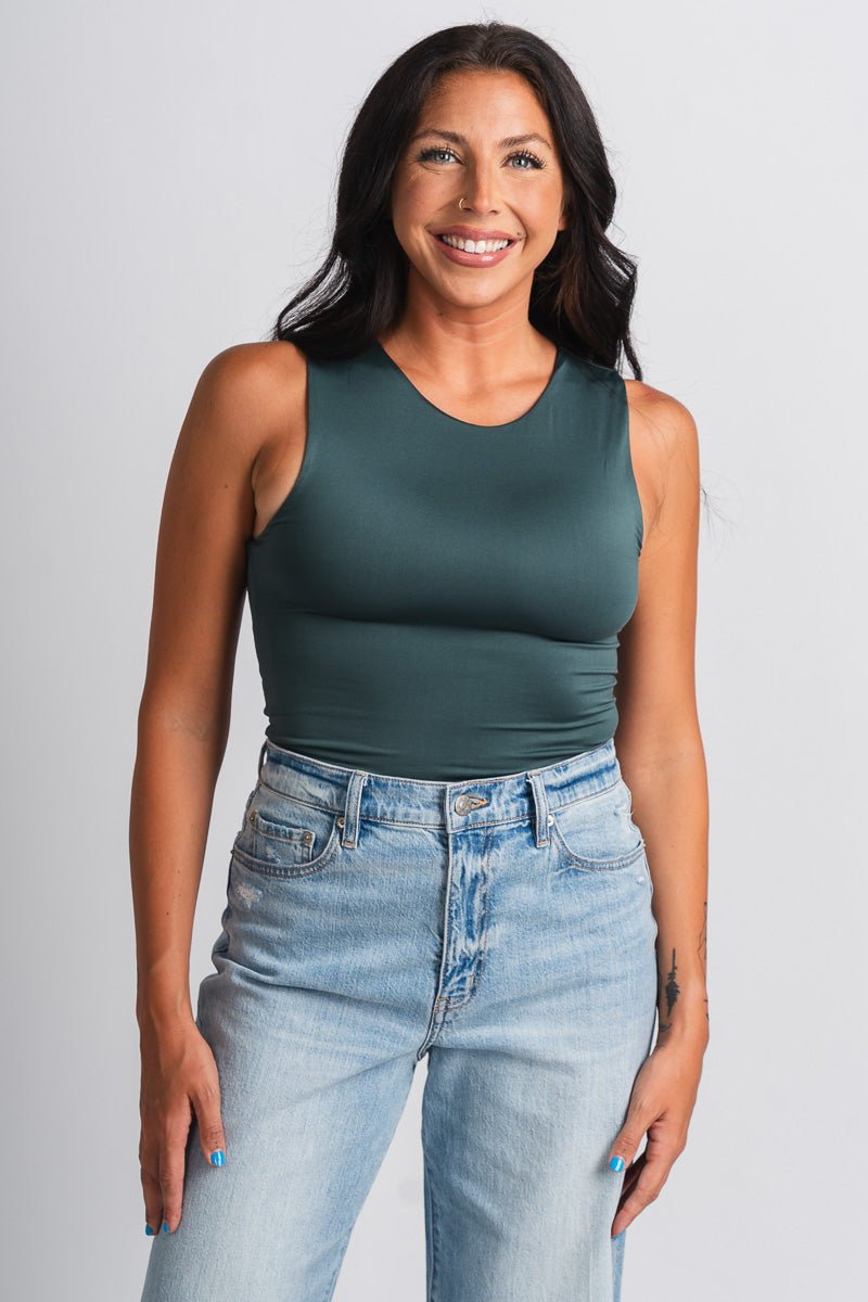 Crop tank top forest green - Cute Tank Top - Trendy Tank Tops at Lush Fashion Lounge Boutique in Oklahoma City