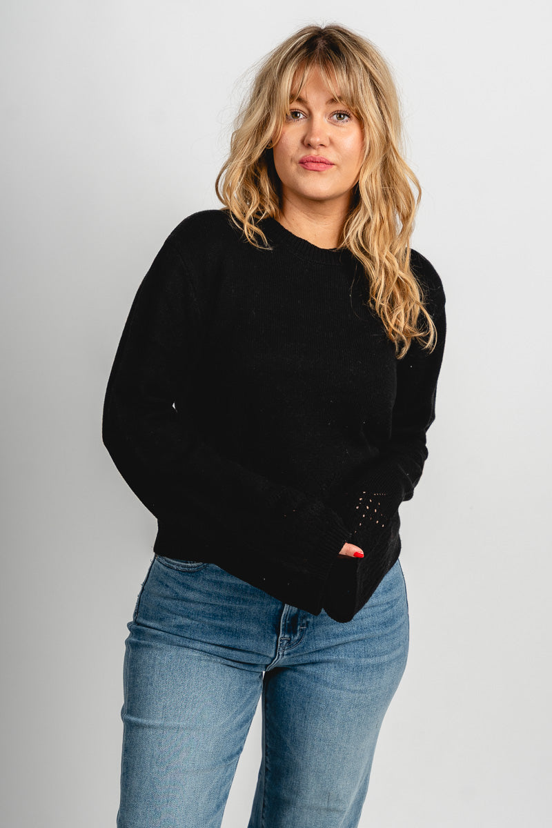 Laser cut sweater black – Stylish Sweaters | Boutique Sweaters at Lush Fashion Lounge Boutique in Oklahoma City