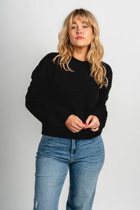 Laser cut sweater black – Boutique Sweaters | Fashionable Sweaters at Lush Fashion Lounge Boutique in Oklahoma City