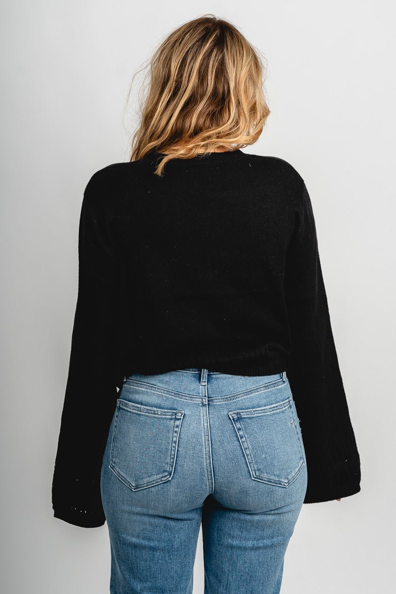 Laser cut sweater black