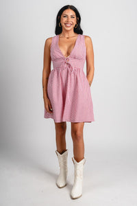 Sleeveless striped mini dress red/white Stylish Dress - Womens Fashion Dresses at Lush Fashion Lounge Boutique in Oklahoma City