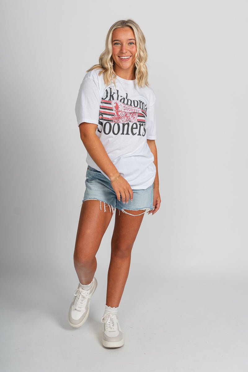 OU OU Sooners schooner lines unisex t-shirt white T-shirt | Lush Fashion Lounge Trendy Oklahoma University Sooners Apparel & Cute Gameday T-Shirts