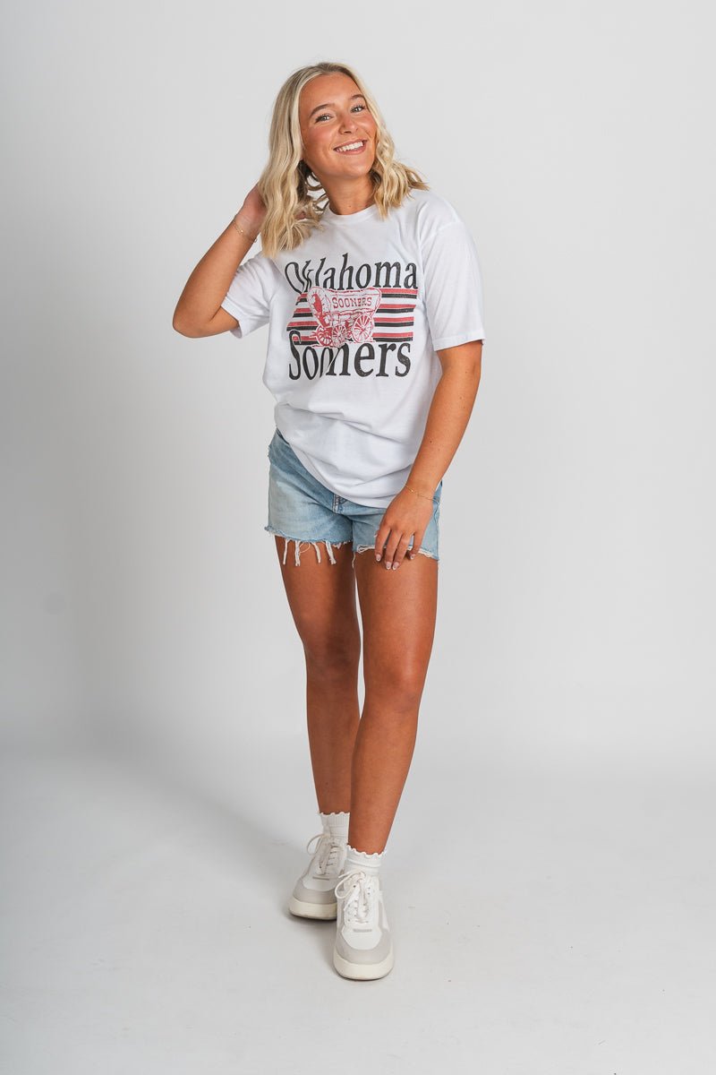 OU OU Sooners schooner lines unisex t-shirt white T-shirt | Lush Fashion Lounge Trendy Oklahoma University Sooners Apparel & Cute Gameday T-Shirts