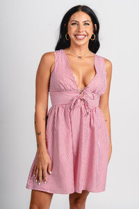 Sleeveless striped mini dress red/white - Cute Dress - Trendy Dresses at Lush Fashion Lounge Boutique in Oklahoma City