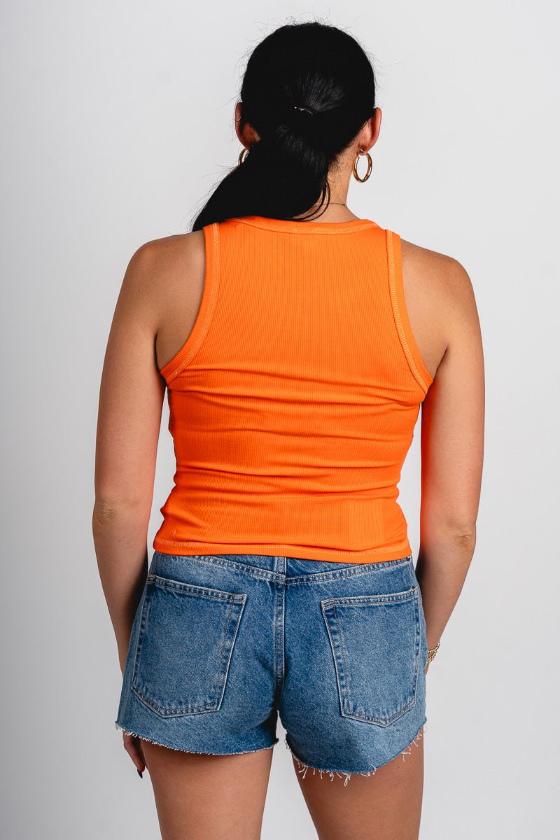 Round neck ribbed tank top orange