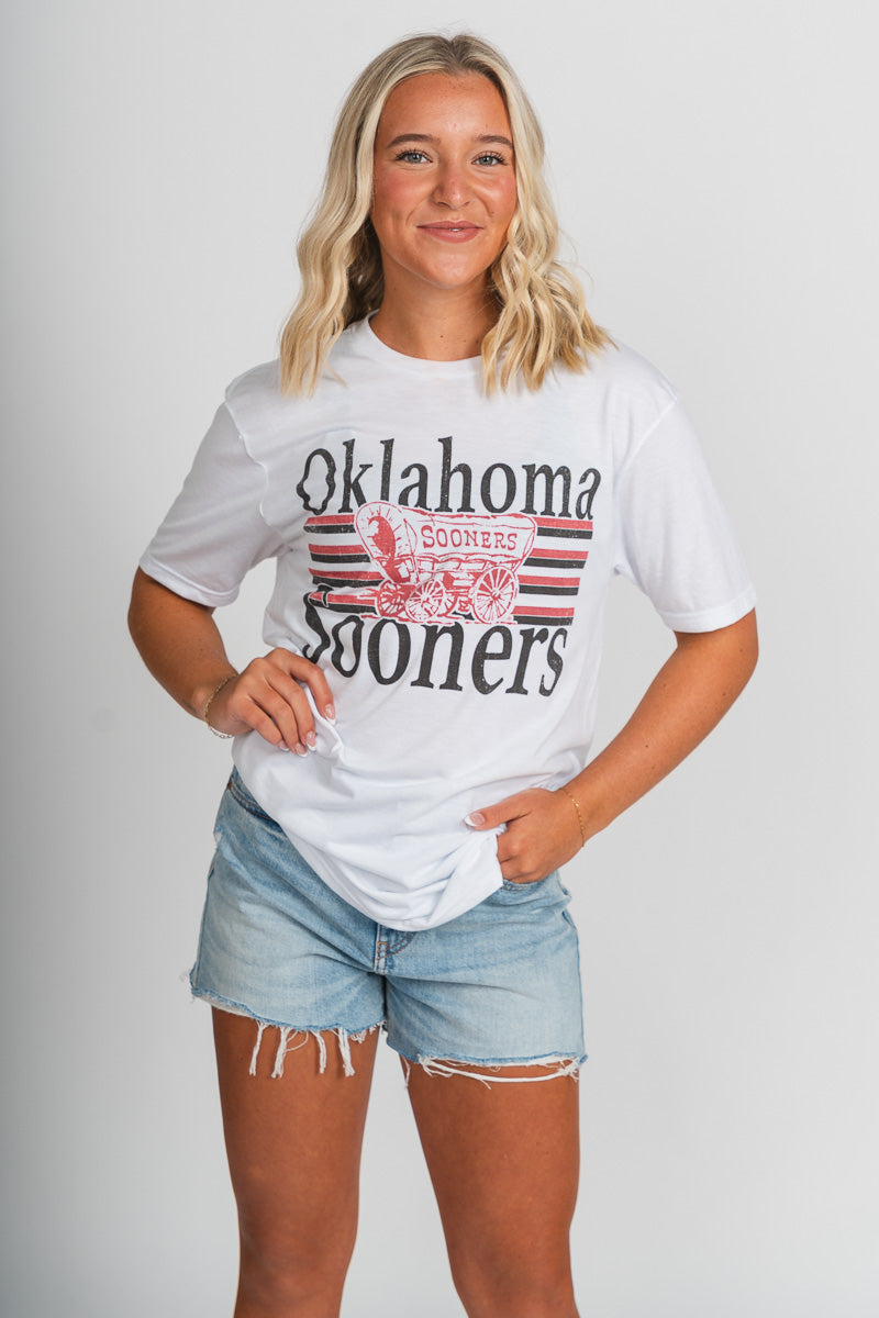 OU OU Sooners schooner lines unisex t-shirt white T-shirt | Lush Fashion Lounge Trendy Oklahoma University Sooners Apparel & Cute Gameday T-Shirts