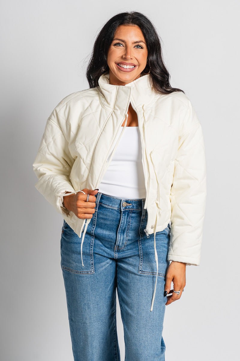 Puffer jacket ivory – Affordable Blazers | Cute Black Jackets at Lush Fashion Lounge Boutique in Oklahoma City