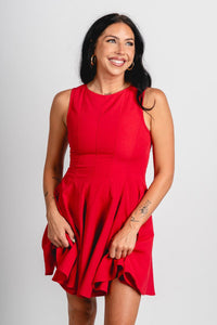 Fit and flare mini dress red - Cute Dress - Trendy Dresses at Lush Fashion Lounge Boutique in Oklahoma City