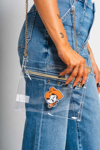 OSU OSU varsity patch flat clear bag bag | Lush Fashion Lounge Trendy Oklahoma State Cowboys Apparel & Cute Gameday T-Shirts