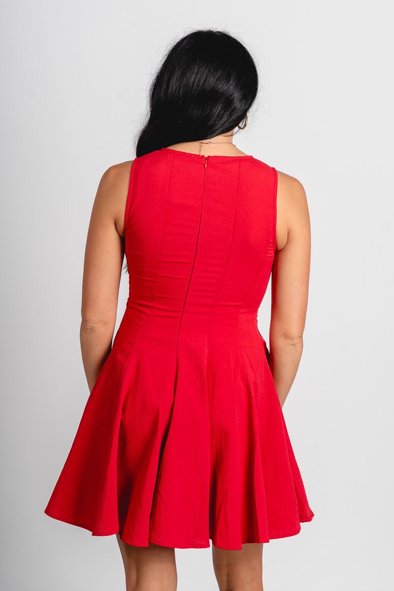 Fit and flare mini dress red