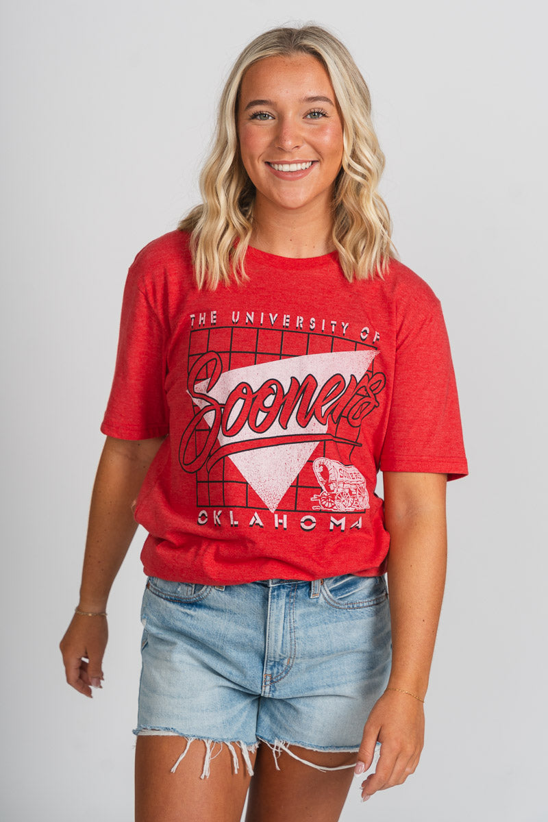 OU OU Sooners triangle unisex t-shirt red T-shirt | Lush Fashion Lounge Trendy Oklahoma University Sooners Apparel & Cute Gameday T-Shirts