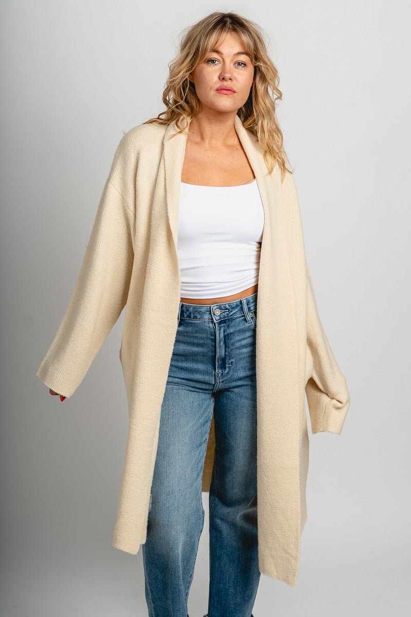 Lapel duster cardigan alpaca - Cute Cardigan - Trendy Cardigans & Stylish Kimonos at Lush Fashion Lounge Boutique in Oklahoma City