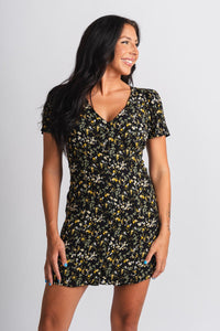 Floral mini dress black - Affordable dress - Boutique Dresses at Lush Fashion Lounge Boutique in Oklahoma City