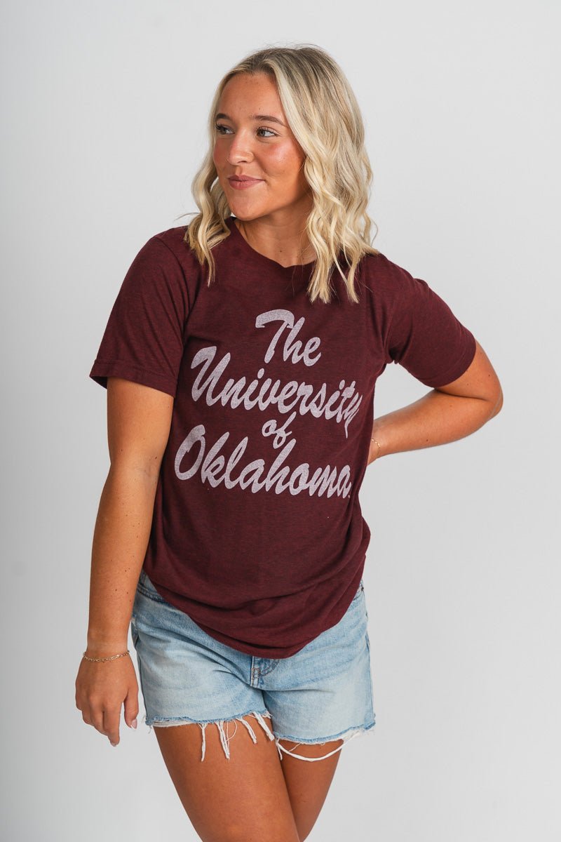 Opolis Clothing ou University of Oklahoma Script Unisex T Shirt Crimson Crimson Medium