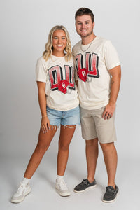 OU OU Sooners helmet fade unisex t-shirt ivory T-shirt | Lush Fashion Lounge Trendy Oklahoma University Sooners Apparel & Cute Gameday T-Shirts