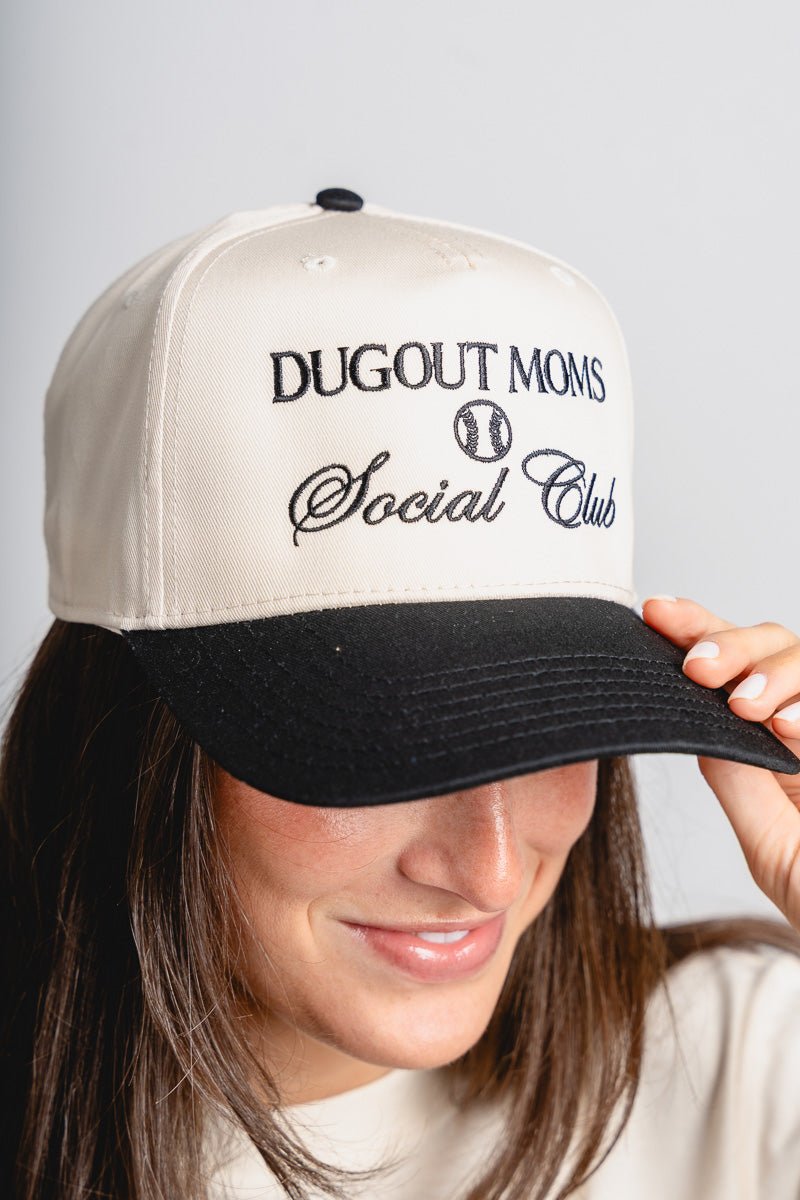 Dugout moms social club hat natural/black - Trendy Hats at Lush Fashion Lounge Boutique in Oklahoma City