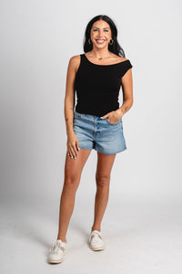 Shirred tank top black - Trendy tank top - Fashion Tank Tops at Lush Fashion Lounge Boutique in Oklahoma City
