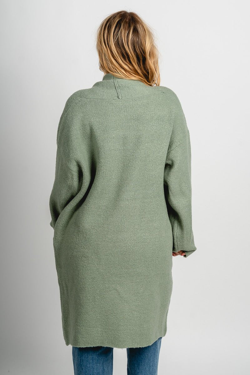 Lapel duster cardigan sage green