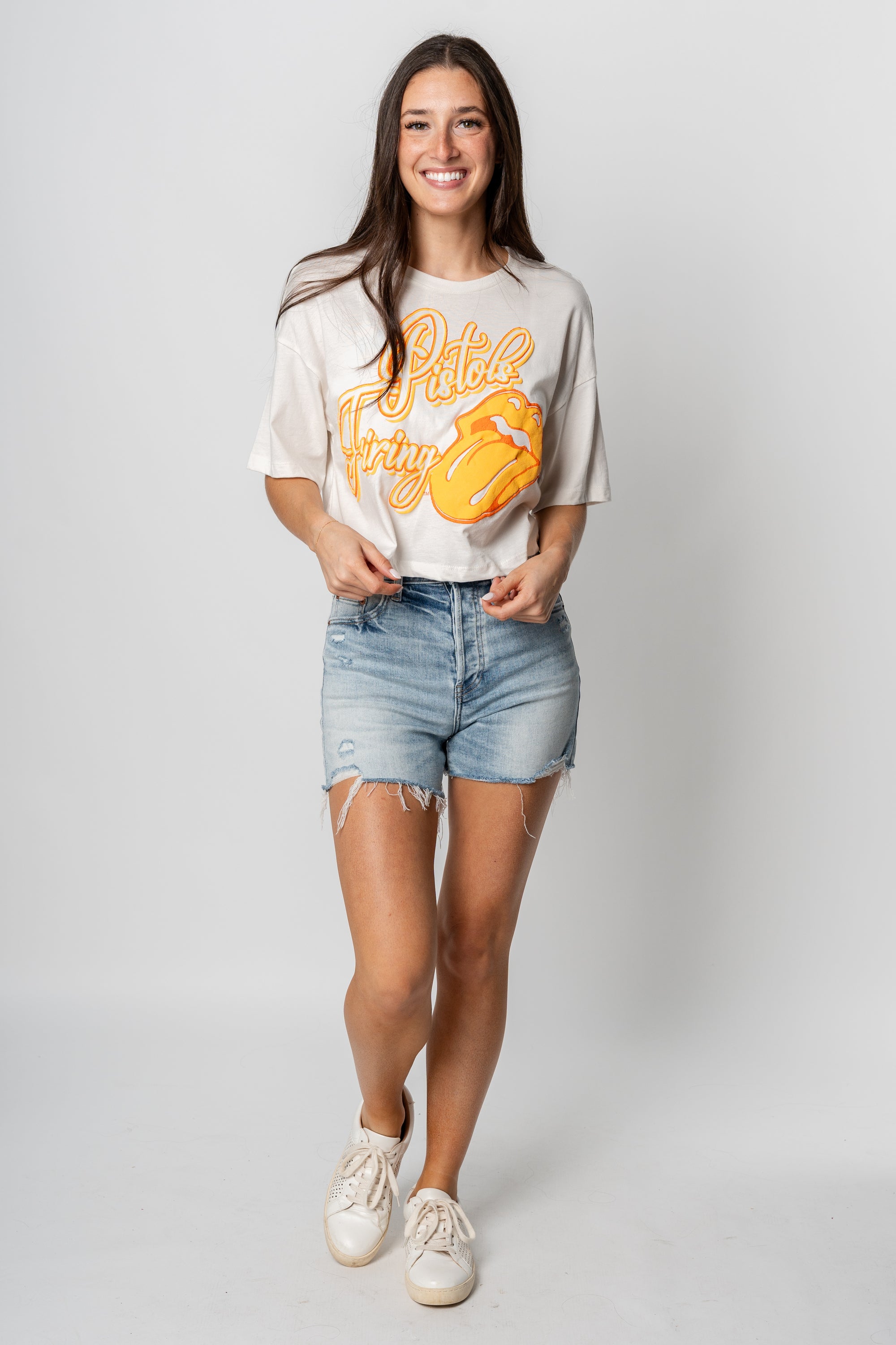 OSU OSU Rolling Stones puff cropped t-shirt white t-shirt | Lush Fashion Lounge Trendy Oklahoma State Cowboys Apparel & Cute Gameday T-Shirts
