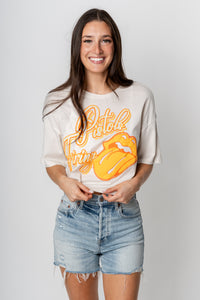 OSU OSU Rolling Stones puff cropped t-shirt white t-shirt | Lush Fashion Lounge Trendy Oklahoma State Cowboys Apparel & Cute Gameday T-Shirts