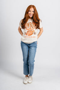 OSU OSU Cowboys big football t-shirt natural T-shirt | Lush Fashion Lounge Trendy Oklahoma State Cowboys Apparel & Cute Gameday T-Shirts