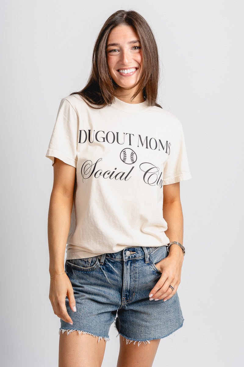Dugout moms social club t-shirt natural - Stylish T-shirt - Trendy Gifts for Mom at Lush Fashion Lounge in Oklahoma
