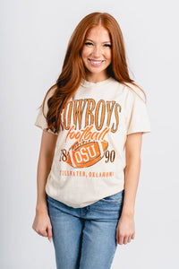OSU OSU Cowboys big football t-shirt natural T-shirt | Lush Fashion Lounge Trendy Oklahoma State Cowboys Apparel & Cute Gameday T-Shirts