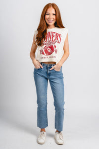OU OU Sooners big football muscle tank top off white Tank Top | Lush Fashion Lounge Trendy Oklahoma University Sooners Apparel & Cute Gameday T-Shirts