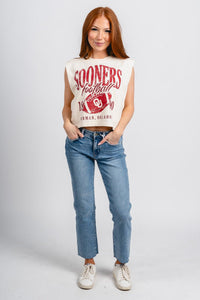 OU OU Sooners big football muscle tank top off white Tank Top | Lush Fashion Lounge Trendy Oklahoma University Sooners Apparel & Cute Gameday T-Shirts