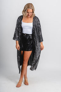 Sequin duster cardigan silver - Cute Cardigan - Trendy Cardigans & Stylish Kimonos at Lush Fashion Lounge Boutique in Oklahoma City
