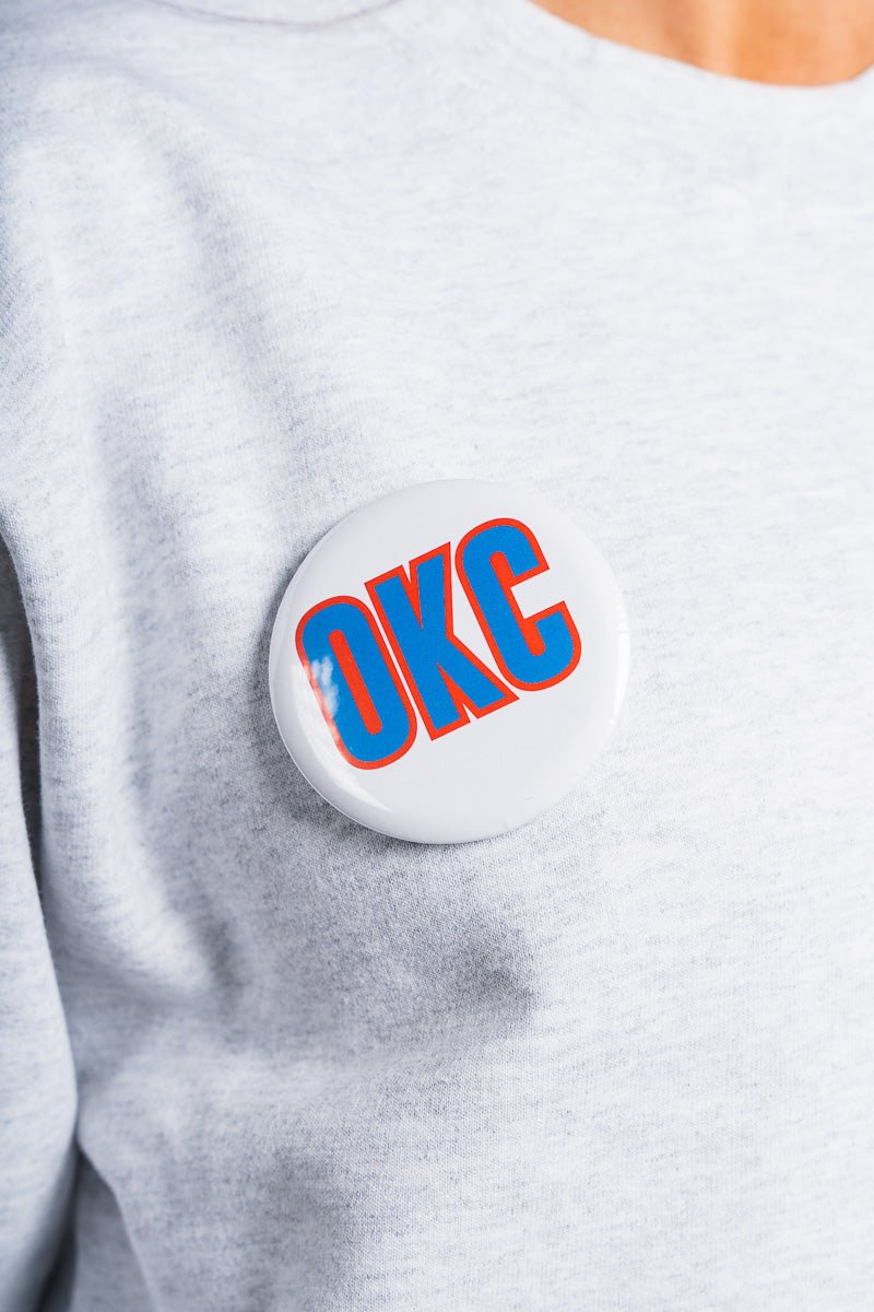 OKC basketball OKC block 3 inch button - Trendy Gifts at Lush Fashion Lounge Boutique in Oklahoma City