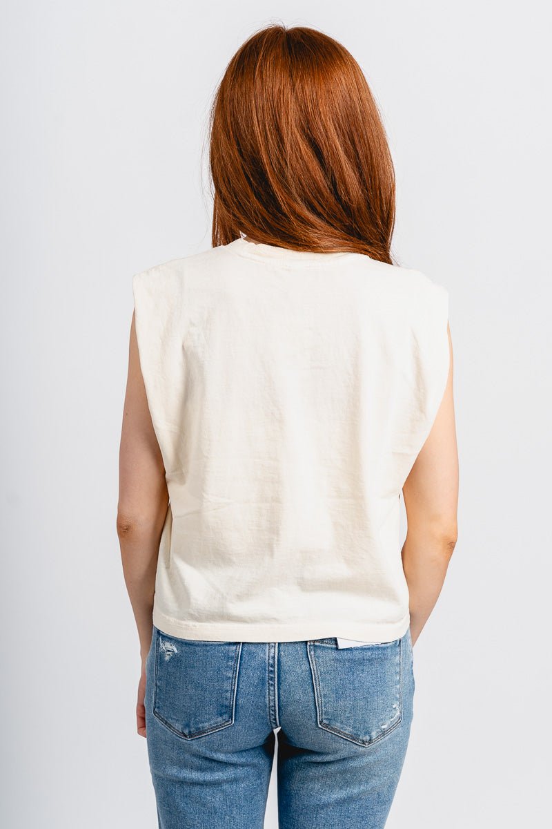 OU OU Sooners big football muscle tank top off white Tank Top | Lush Fashion Lounge Trendy Oklahoma University Sooners Apparel & Cute Gameday T-Shirts