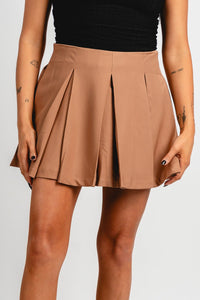 High waist pleated skirt mocha | Lush Fashion Lounge: boutique fashion skirts, affordable boutique skirts, cute affordable skirts