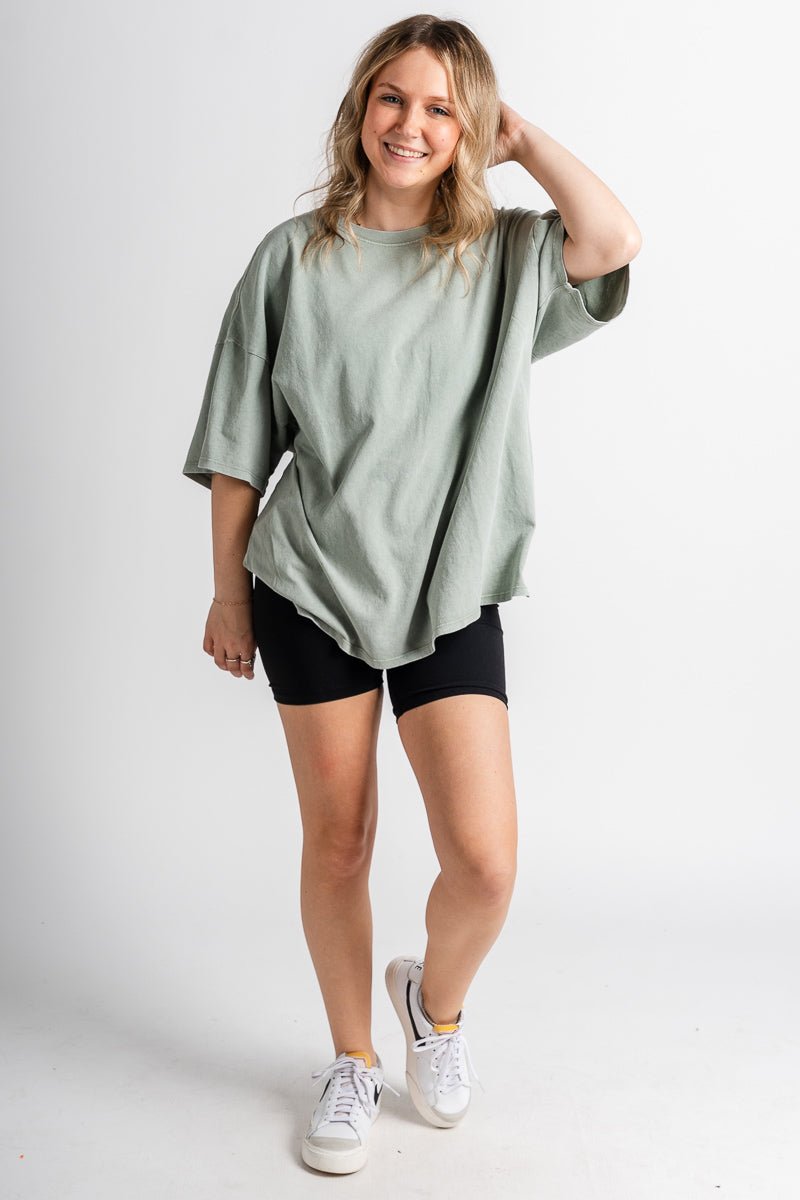 Oversized mineral tee sage green